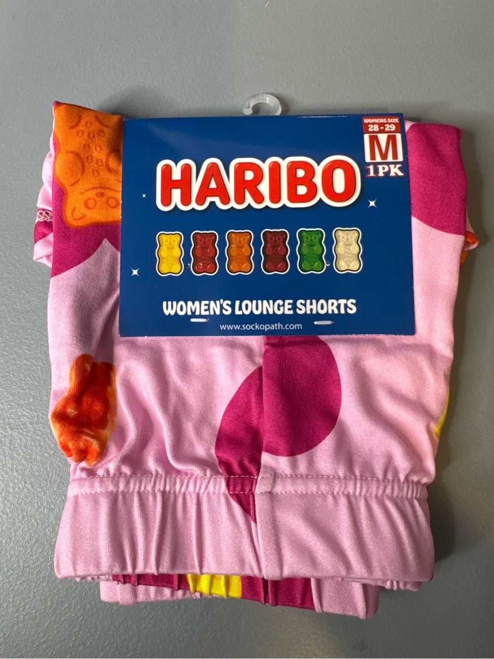 HARIBO gummy bear candy Women's Pink Athletic Lounge Shorts size Md hearts v-day
